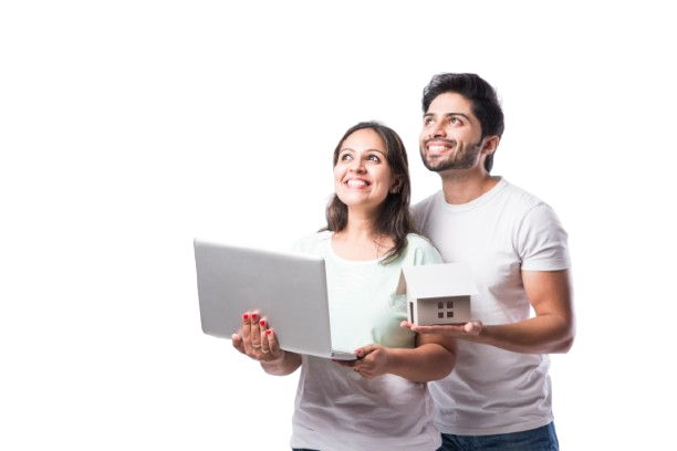 indian young family couple choosing new home online search real estate buy rent house sale screen computer standing against white background removebg preview